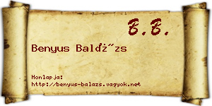 Benyus Balázs névjegykártya