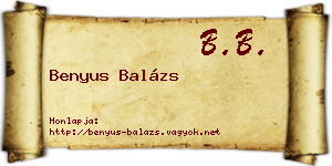 Benyus Balázs névjegykártya